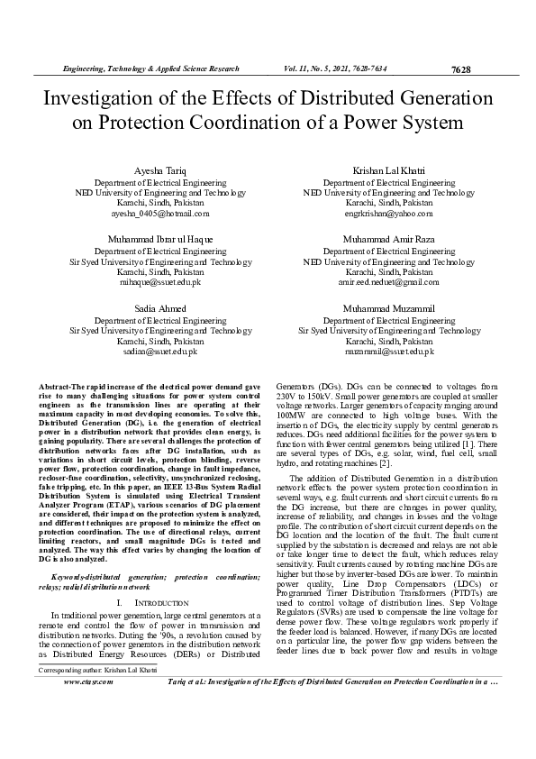 (PDF) Investigation of the Effects of Distributed Generation on ...