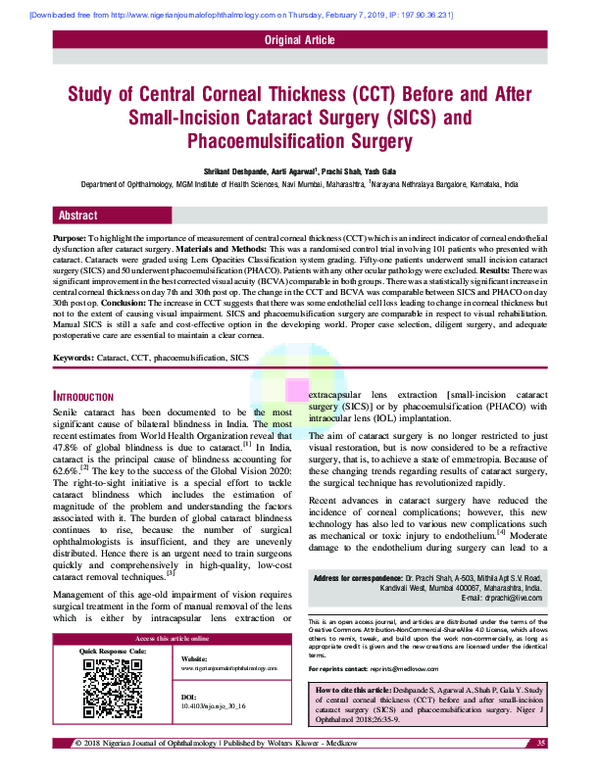 (PDF) Study of central corneal thickness (CCT) before and after small ...