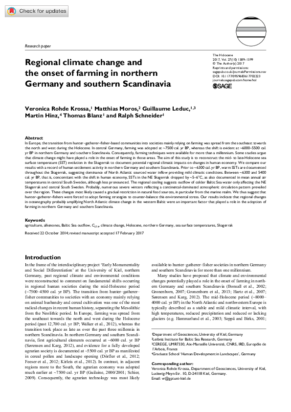 (PDF) Regional climate change and the onset of farming in northern ...