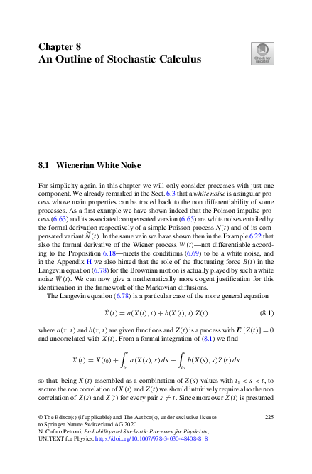 (PDF) An Outline of Stochastic Calculus
