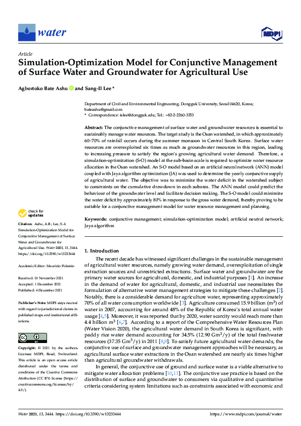 (PDF) Simulation-Optimization Model for Conjunctive Management of ...