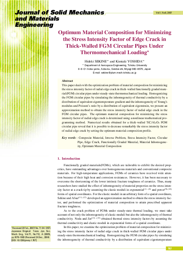 (PDF) Optimum Material Composition for Minimizing the Stress Intensity ...