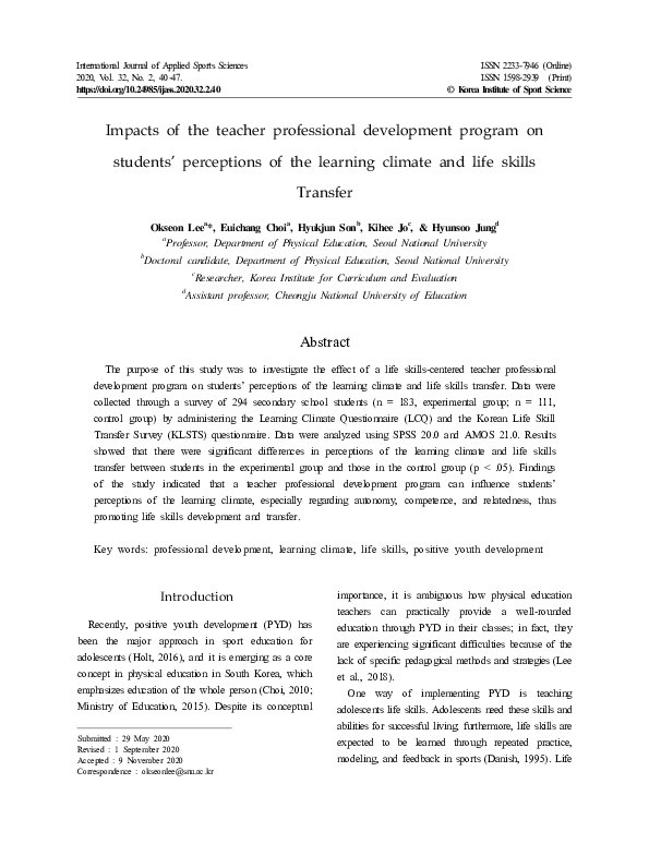 (PDF) Impacts of the teacher professional development program on ...