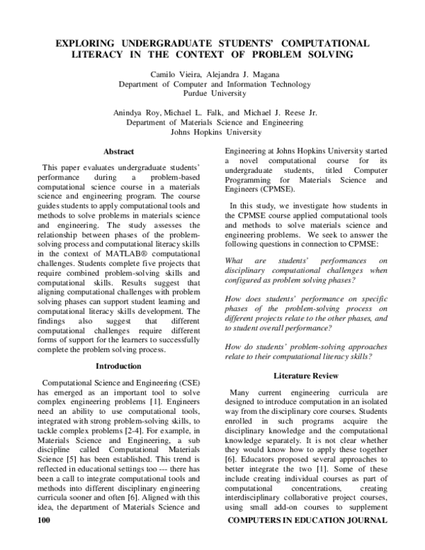 (PDF) Exploring Undergraduate Students’ Computational Literacy in the ...