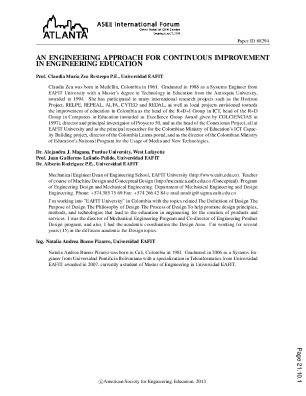 (PDF) An Engineering Approach for Continuous Improvement in Engineering ...