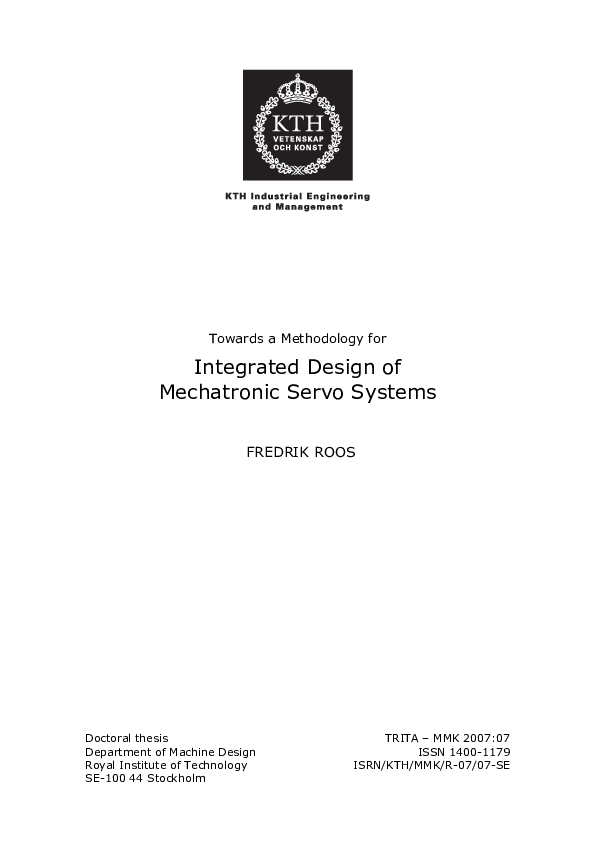 (PDF) Integrated Design of Mechatronic Servo Systems