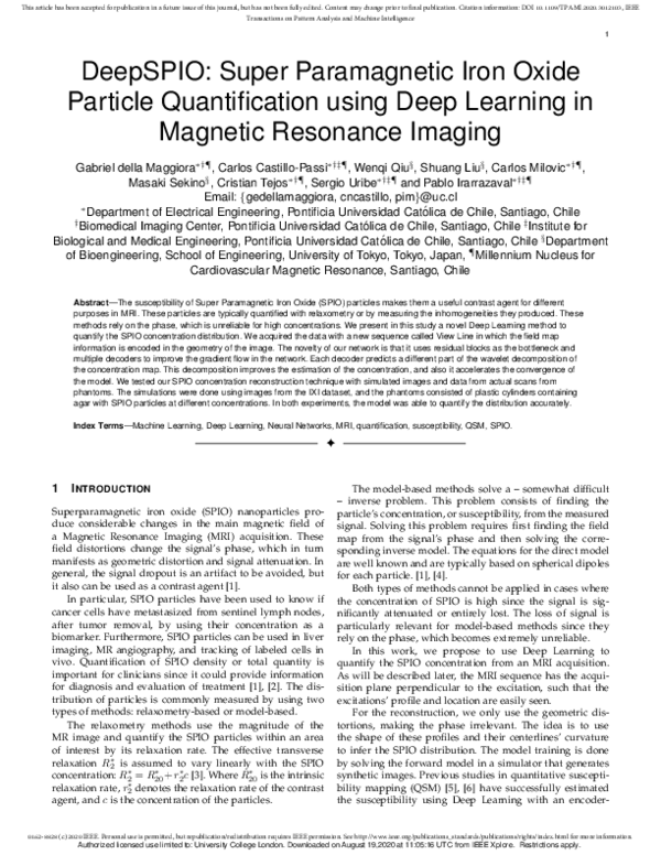 (PDF) DeepSPIO: Super Paramagnetic Iron Oxide Particle Quantification ...