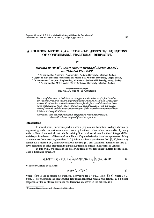 (PDF) A solution method for integro-differential equations of ...