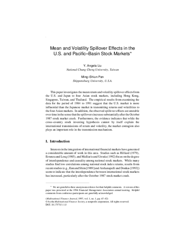 (PDF) Mean and Volatility Spillover Effects in the U.S. and Pacific ...