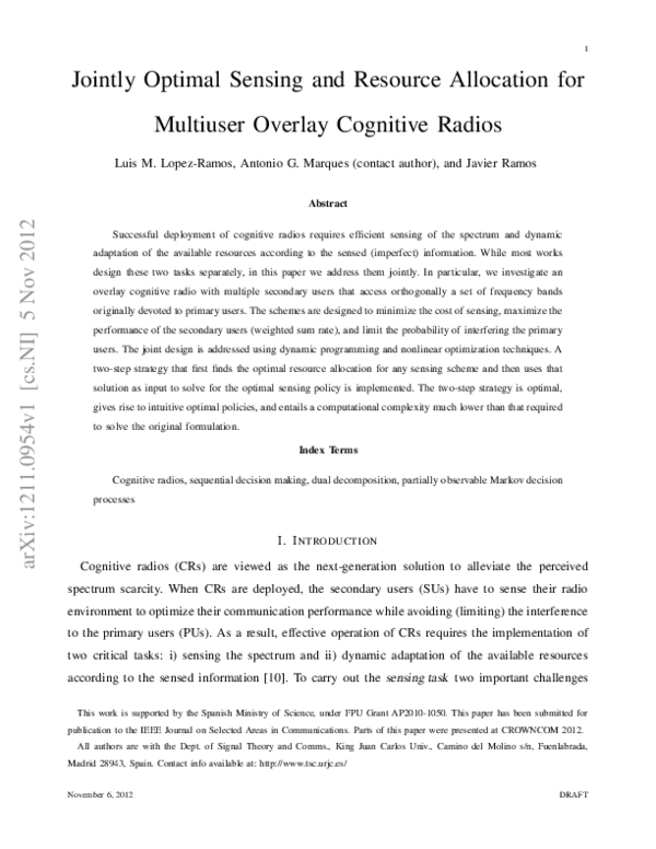 (PDF) Jointly Optimal Sensing and Resource Allocation for Multiuser ...