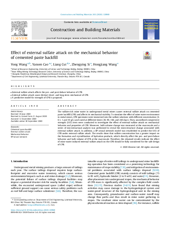 (PDF) Effect of external sulfate attack on the mechanical behavior of ...