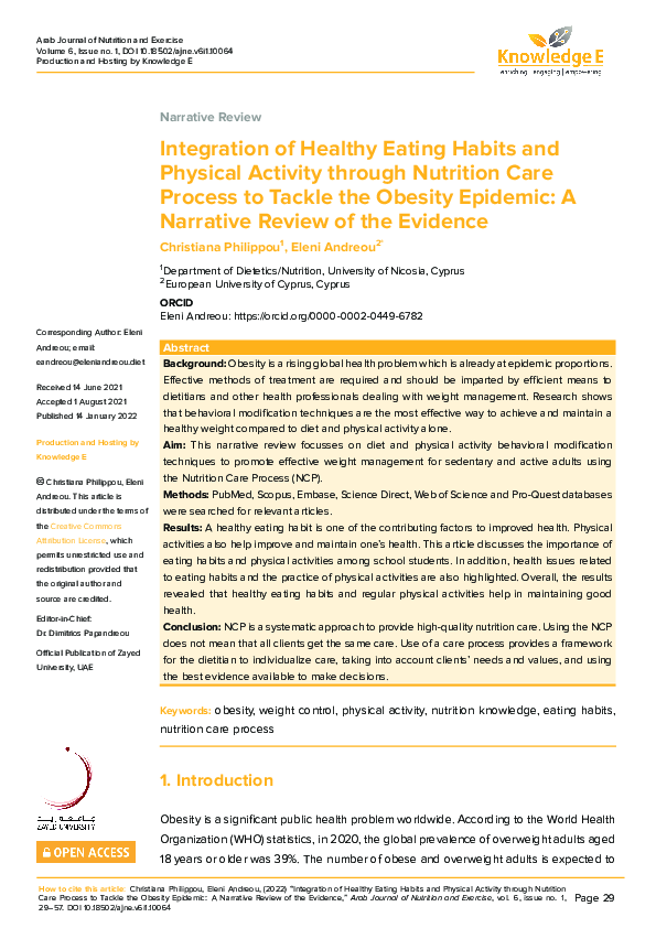 (PDF) Integration of Healthy Eating Habits and Physical Activity ...