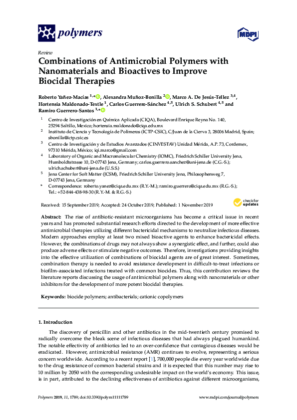 (PDF) Combinations of Antimicrobial Polymers with Nanomaterials and ...