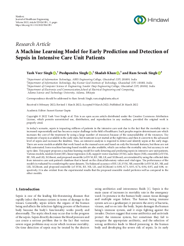 (PDF) A Machine Learning Model for Early Prediction and Detection of ...
