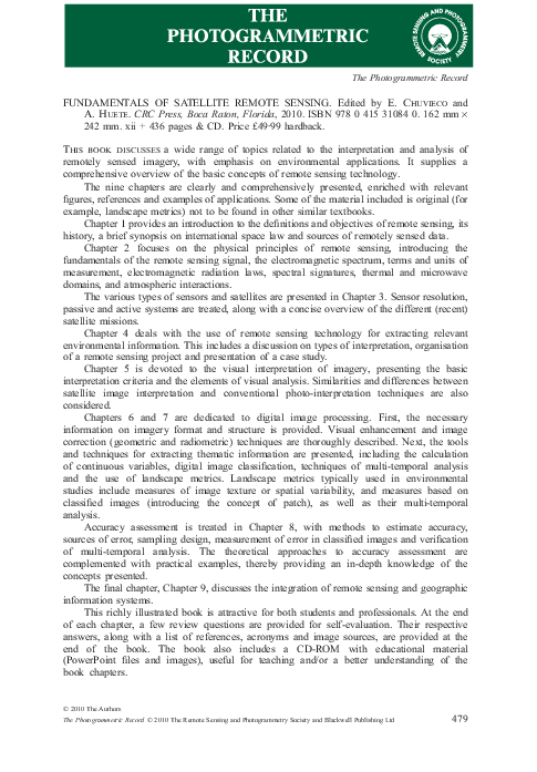 (PDF) Fundamentals of Satellite Remote Sensing