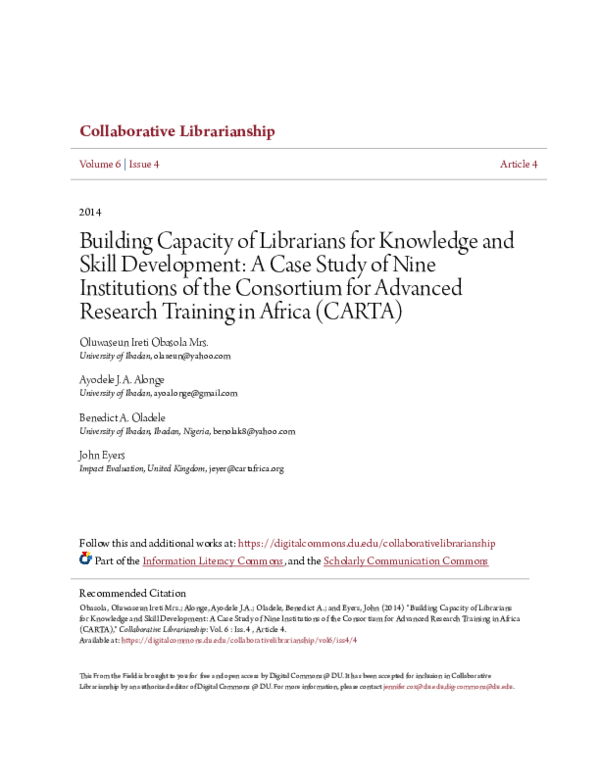(PDF) Building Capacity of Librarians for Knowledge and Skill ...