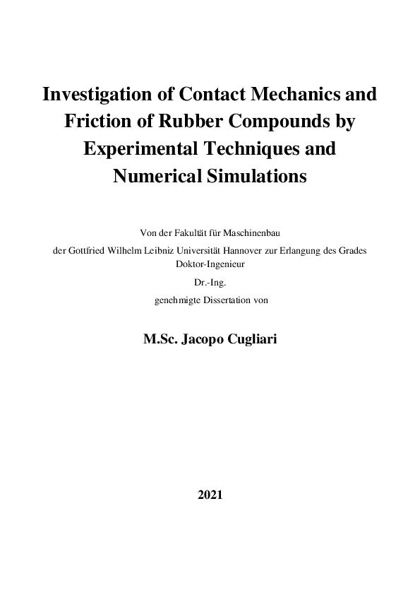 (PDF) Investigation of contact mechanics and friction of rubber