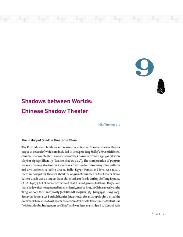 (PDF) Shadows between Worlds: Chinese Shadow Theater