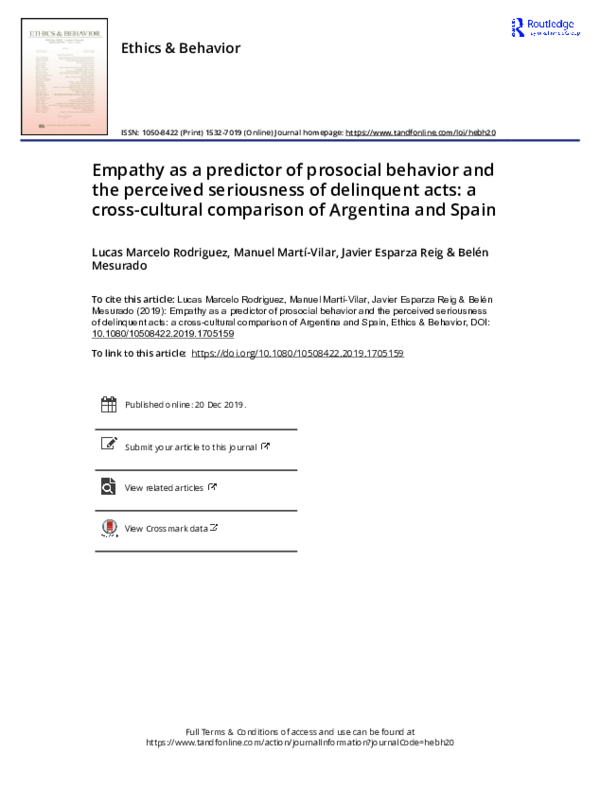 (PDF) Empathy as a predictor of prosocial behavior and the perceived ...