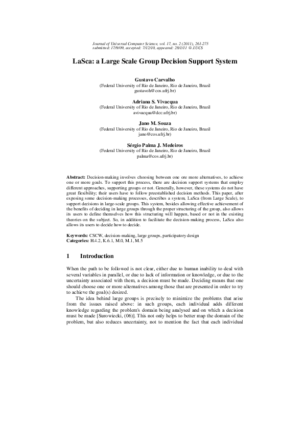 (PDF) LaSca: A large scale group decision support system