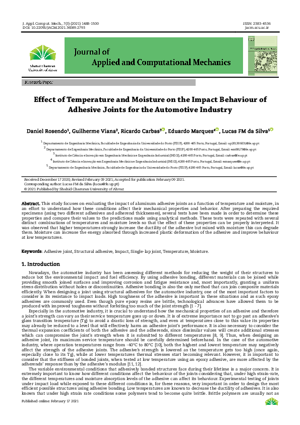 (PDF) Effect of Temperature and Moisture on the Impact Behaviour of ...
