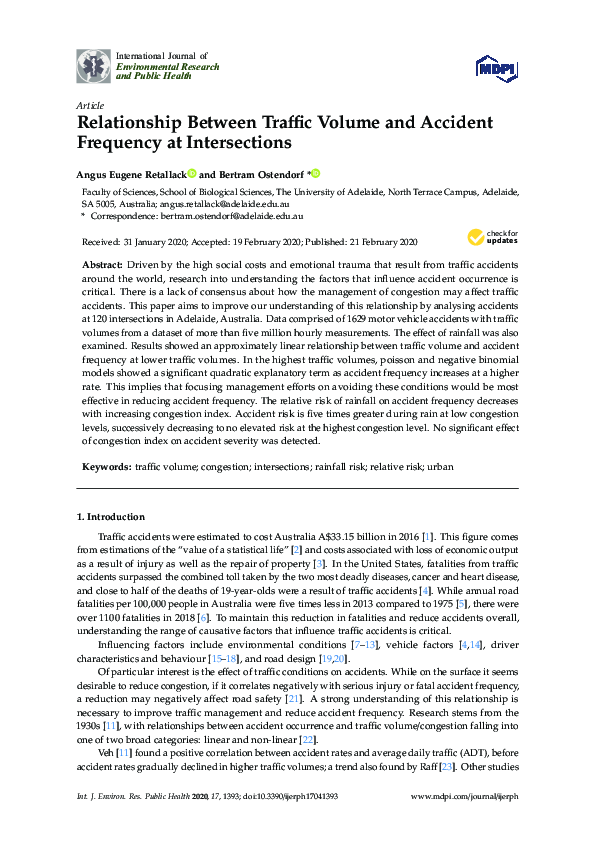 (PDF) Relationship Between Traffic Volume and Accident Frequency at ...