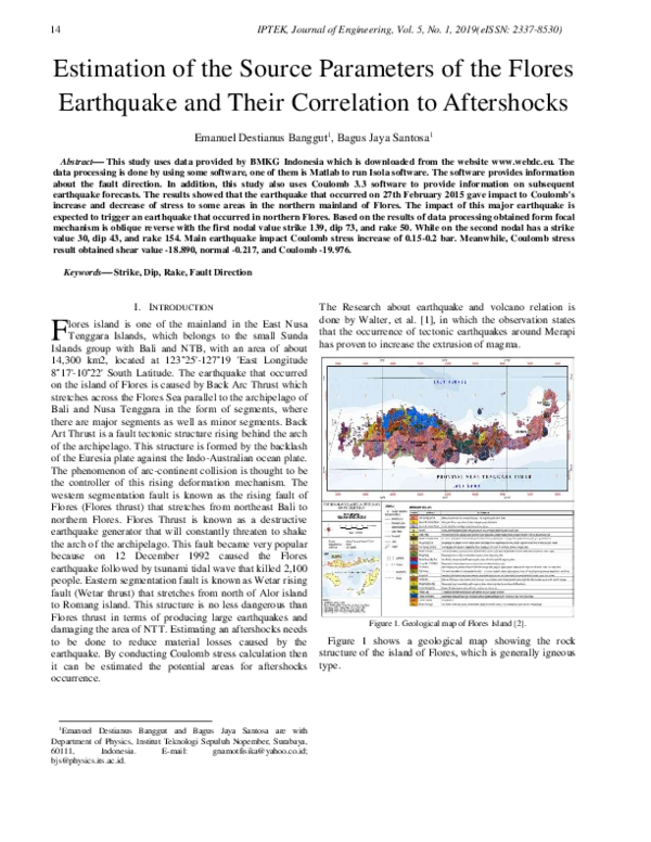 (PDF) Estimation of the Source Parameters of the Flores Earthquake and ...