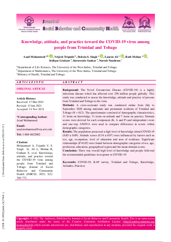 (PDF) Knowledge , attitude , and practice toward the COVID-19 virus ...