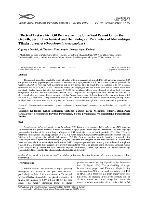 (PDF) Effectiveness of clove oil as an Anesthetic on Mozambique tilapia