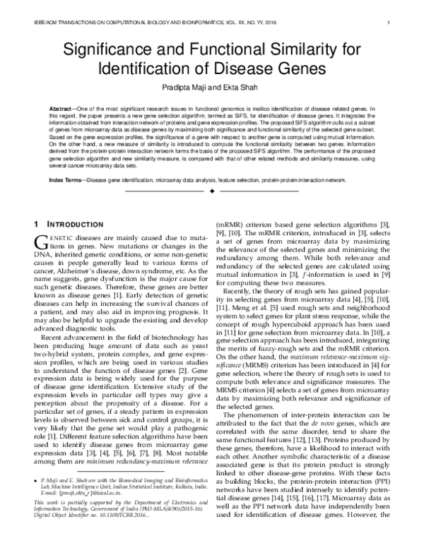 (PDF) Significance and Functional Similarity for Identification of ...