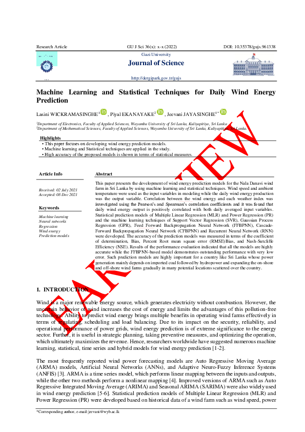 (PDF) Machine Learning and Statistical Techniques for Daily Wind Energy ...