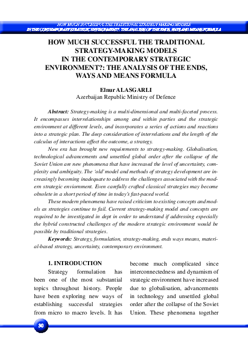 (PDF) How Much Successful the Traditional Strategy-Making Models in the ...
