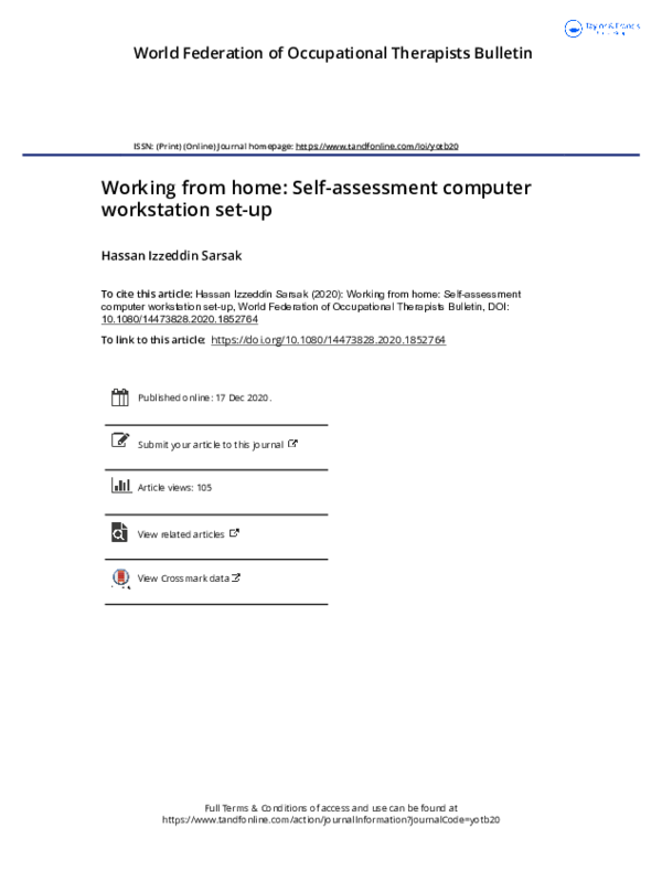 (PDF) Working from home Selfassessment computer workstation setup