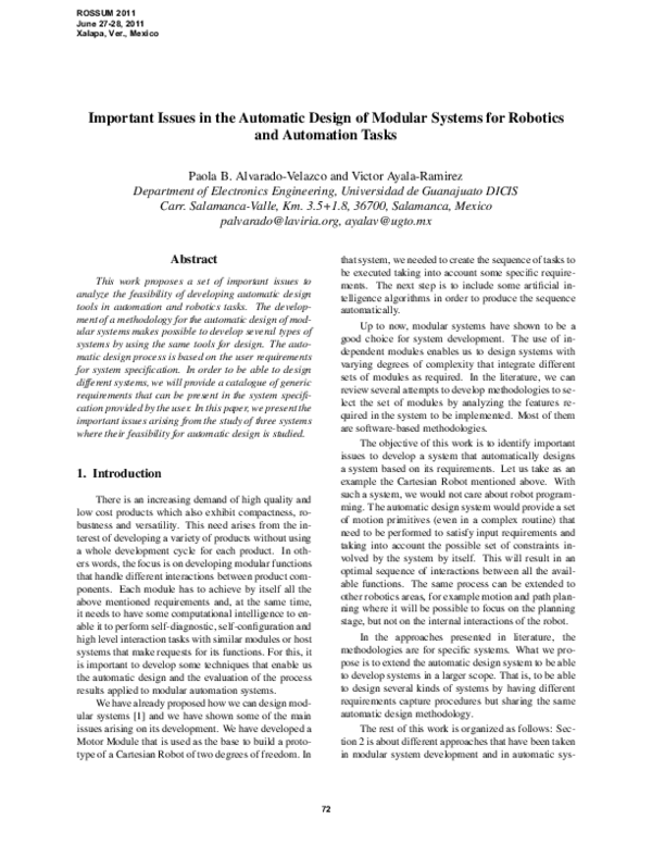 (PDF) Important Issues in the Automatic Design of Modular Systems for ...
