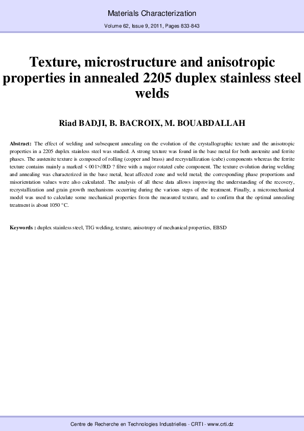 (PDF) Texture, microstructure and anisotropic properties in annealed ...