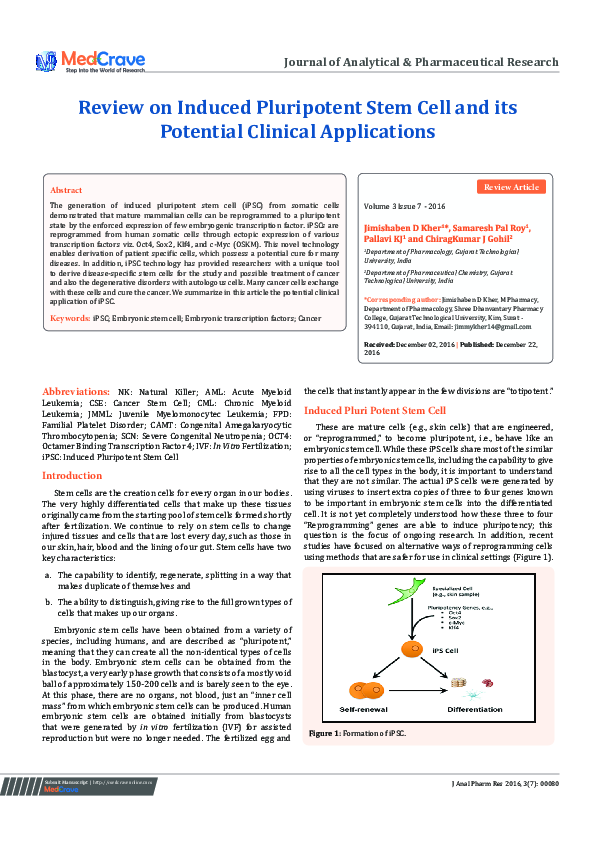 (PDF) Review on Induced Pluripotent Stem Cell and its Potential ...