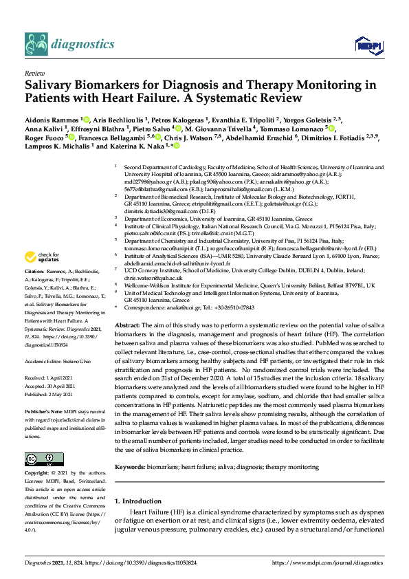 (PDF) Salivary Biomarkers for Diagnosis and Therapy Monitoring in ...
