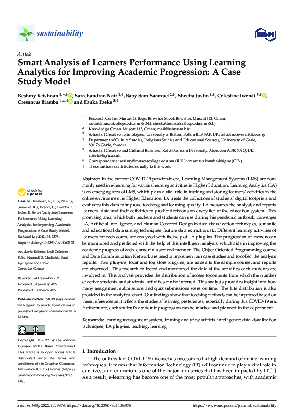 (PDF) Smart Analysis of Learners Performance Using Learning Analytics ...