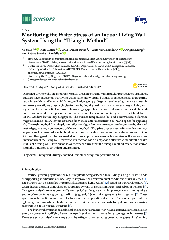 (PDF) Monitoring the Water Stress of an Indoor Living Wall System Using ...