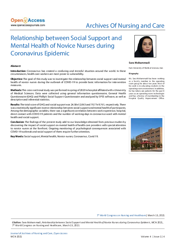 (PDF) Relationship between the Social Support and Mental Health of ...