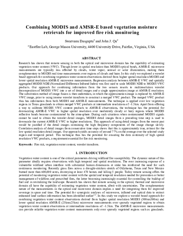 (PDF) Combining MODIS and AMSR-E-based vegetation moisture retrievals ...