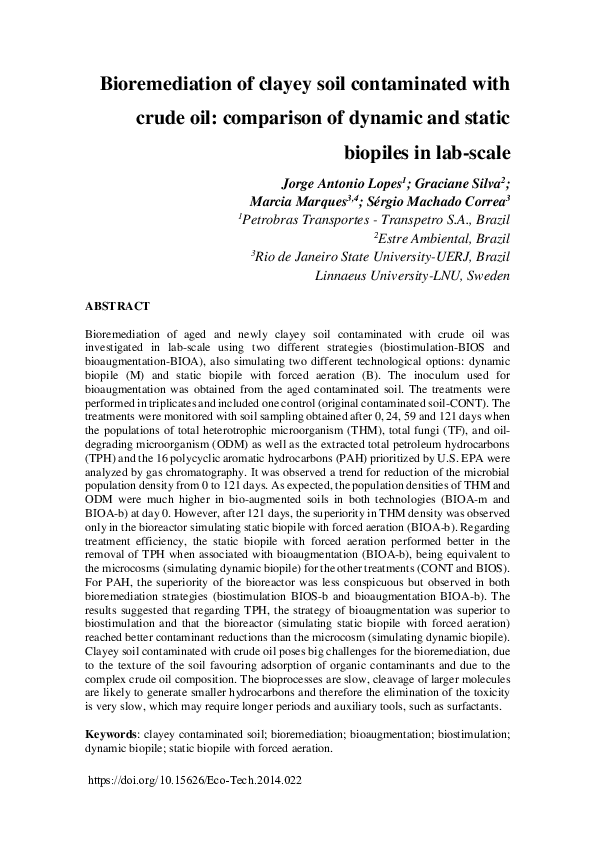 (PDF) Bioremediation of clayey soil contaminated with crude oil ...