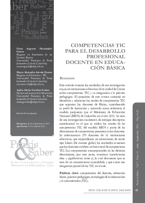 (PDF) Competencias TIC para el desarrollo profesional docente en ...