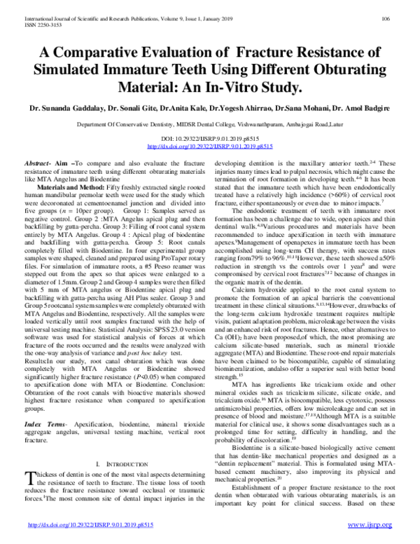 (PDF) A Comparative Evaluation of Fracture Resistance of Simulated ...