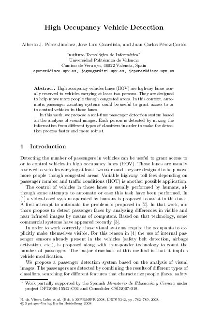 (PDF) High Occupancy Vehicle Detection