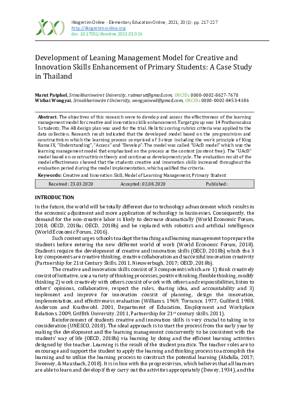 (PDF) Development of Leaning Management Model for Creative and ...