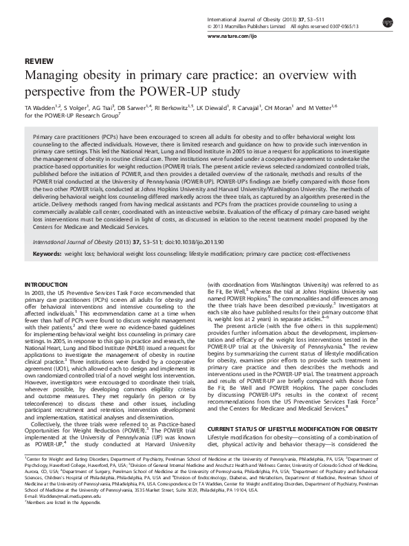 (PDF) Managing obesity in primary care practice: an overview with ...