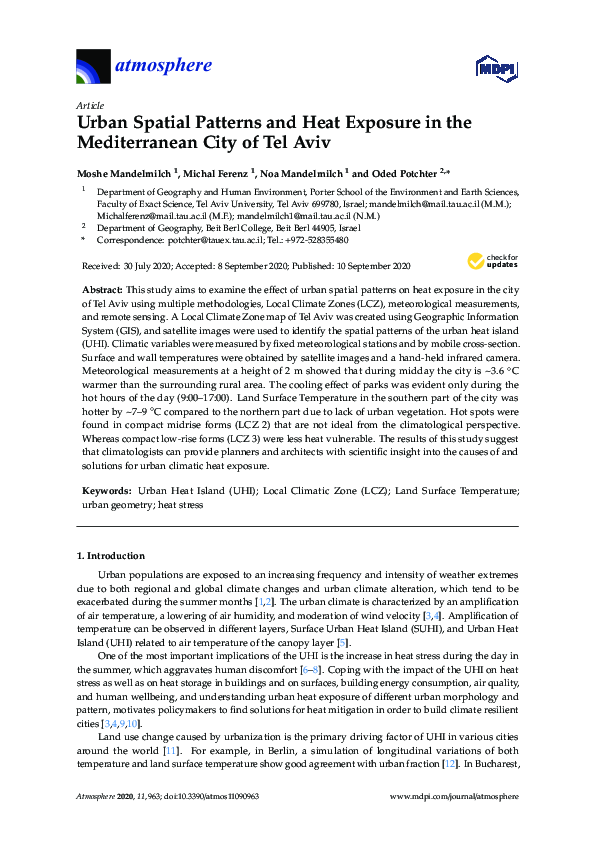 (PDF) Urban Spatial Patterns and Heat Exposure in the Mediterranean ...