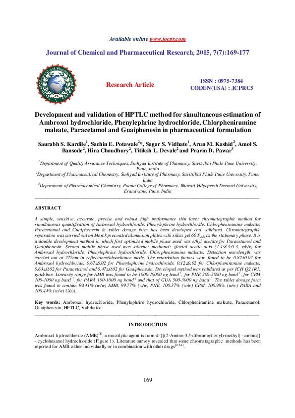(PDF) Development and validation of HPTLC method for simultaneous ...