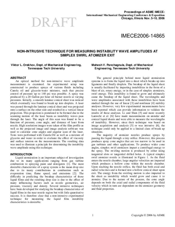 (PDF) Non-Intrusive Technique for Measuring Instability Wave Amplitudes ...